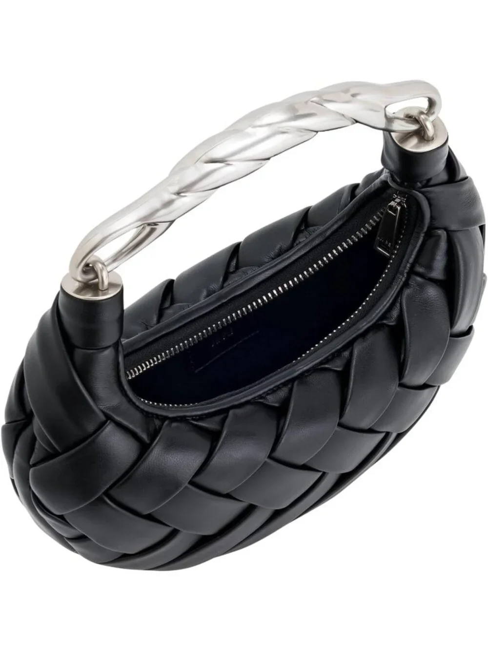 👜Women's Black Orla Woven Top Zipper Handle Bag Gold Twist Handle Purse